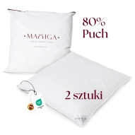 2x poduszka puchowa 80x80 2000g biel 80% puch antyalergiczna miękka 100% bawełna